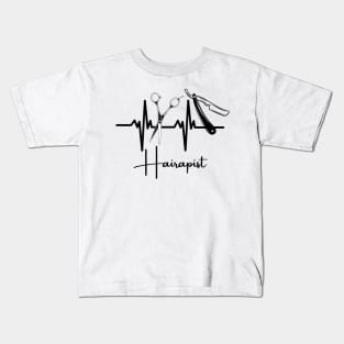 Hairapist Heartbeat Funny Hairstylist, Hairdresser Lover Kids T-Shirt